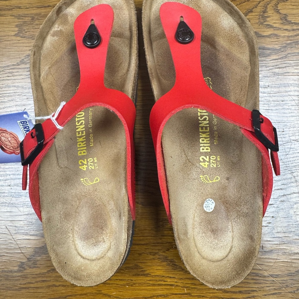 Birkenstock Gizeh Red Thong Sandals Size 42 Size 11